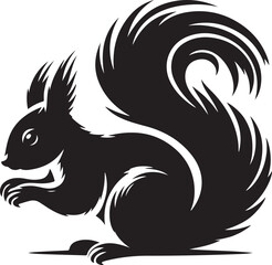Black and White Silhouette of a Squirrel