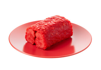 Red Food Dish: Culinary Delight, Close-up View of a Vibrant Red Dessert or Appetizer on a Plate