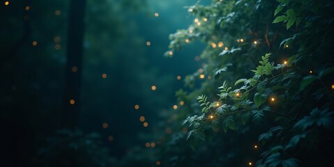 Abstract Forest Canopy with Bokeh Light and Mist