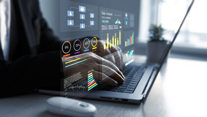 Financial business data analytics graph dashboard.	Management data System KPI connected in database...