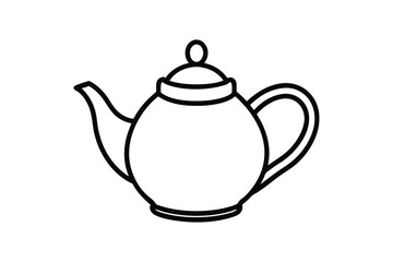 A teapot outline black and white vector illustration