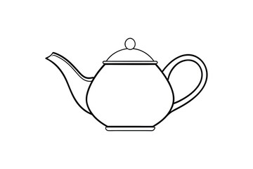 A teapot outline black and white vector illustration