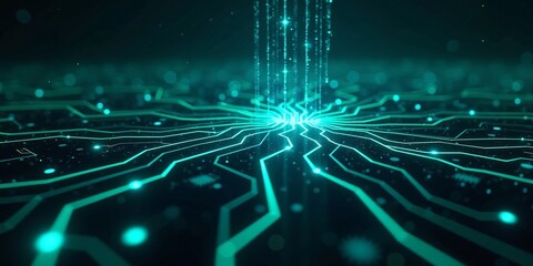 Obraz premium Internet Data and Blockchain. Futuristic Comcept. Artificial intelligence microchip. AI chipset on circuit board. Future technology 