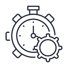  Stopwatch with Gear Vector Icon (Line Style)