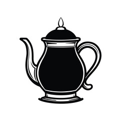 teapot silhouette black and white vector illustration