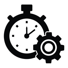  Stopwatch and Gear Vector Icon On White Background