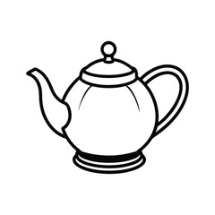 A teapot outline black and white vector illustration