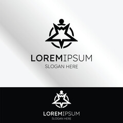 Stylish logo design for women's fashion in the shape of a star and a woman
