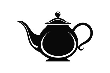 teapot silhouette black and white vector illustration