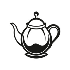 A teapot outline black and white vector illustration