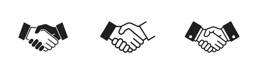 Obraz premium Simple Black and White Business Handshake Icons