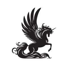 Pegasus Silhouette set royalty free images