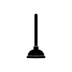 Toilet plunger silhouette icon vector flat design.
