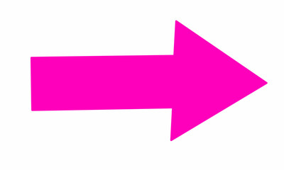 Bright pink right-pointing arrow on a clean white background, symbolizing direction, progress, or navigation. interfaces, infographics, and modern design projects needing clear directional icons.