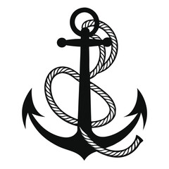 Anchor with Rope and Arrows Solid Black Vector Version