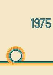 abstract background vector illustration. 1975 date with rainbow colored stripes.