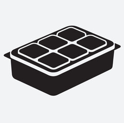 ice cube tray icon  silhouette vector art illustration