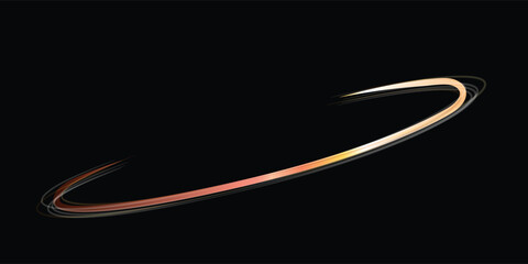 Abstract Ring of Warm Hues Against a Dark Background. A dynamic, abstract image features a ring or arc of warm, amber and brown hues against a pure black backdrop. © VxGFX