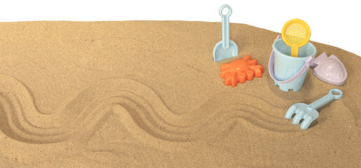 Seau de plage et jeux sur la plage	