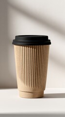 Enjoying Coffee From a Textured Disposable Cup on a Bright Morning