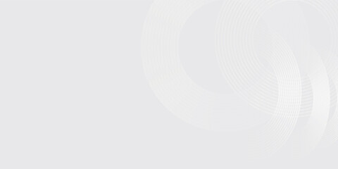 Simple white glowing geometric lines on gray background Modern shiny blue circle modern art