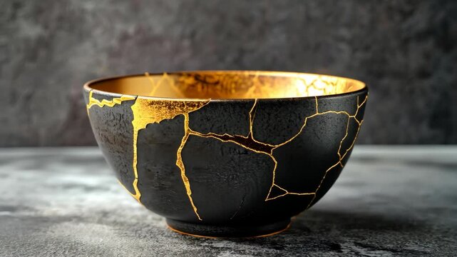 Golden kintsugi bowl highlighting timeless beauty and craftsmanship