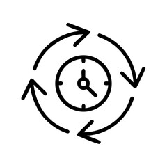 Rotating clock arrows icon on transparent background for web and graphic design