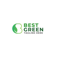 Fototapeta premium letter B plus leaf Green logo design icon