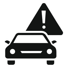  Car with Warning Sign Vector Alert Icon