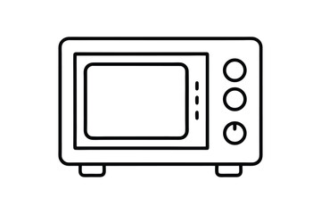 microwave oven outline black and white vector illustration