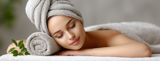 Relaxation and tranquility experienced by a woman on a massage table in a serene spa environment with a towel under her head while enjoying a soothing treatment