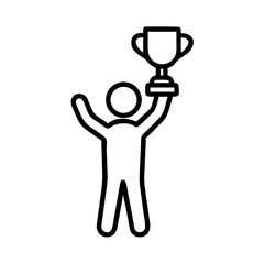 Person with trophy on transparent background for web and graphic design