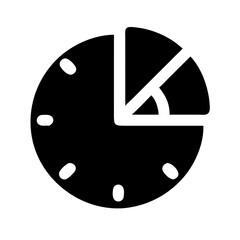 Silhouette clock with pie segment icon on transparent background for web and graphic design