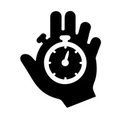 Silhouette hand with stopwatch icon on transparent background for web and graphic design