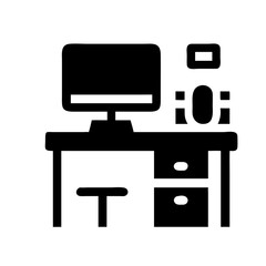 Silhouette home office gear icon on transparent background for web and graphic design
