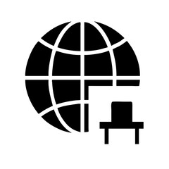 Silhouette remote globe workspace icon on transparent background for web and graphic design