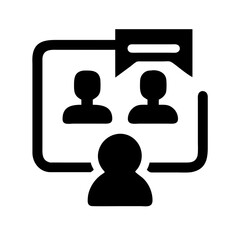 Silhouette remote team chat icon on transparent background for web and graphic design