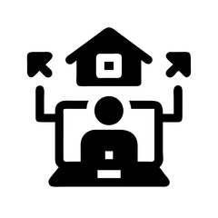 Silhouette remote work setup icon on transparent background for web and graphic design