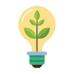 Lightbulb with Plant Growing Inside Yellow Version Vector Icon