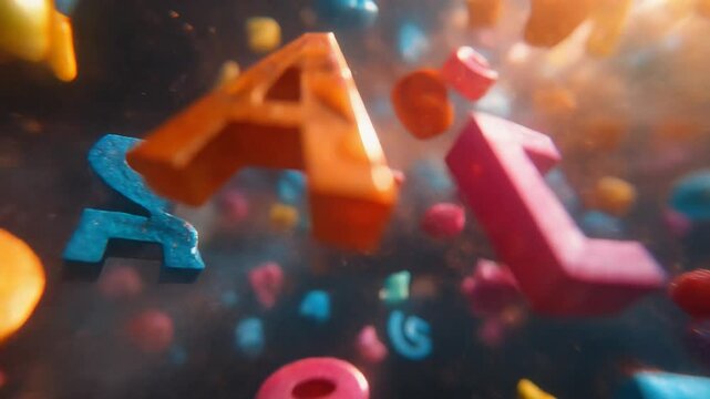 Colorful Alphabet Letters Floating in the Air Animation