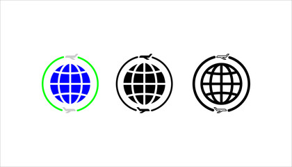Global travel icon. Outline style. Vector. Isolate on white background.