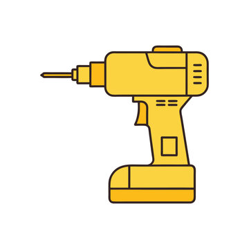 yellow cordless drill tool clip art preview