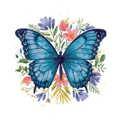 Colorful butterfly with intricate wings in flight on a white background