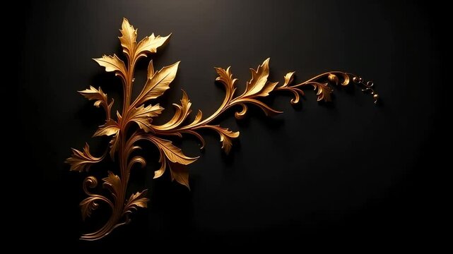Elegant Gold Filigree Ornament on Dark Background Ideal for Luxury Branding Design Projects