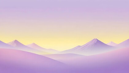 Fototapeta premium A serene minimalist landscape with lavender hills and soft yellow sky evoking tranquility and peace.