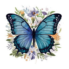 Beautiful yellow swallowtail butterfly with colorful wings on a white background or delicate flower, isolated macro of this flying insect in bright spring nature