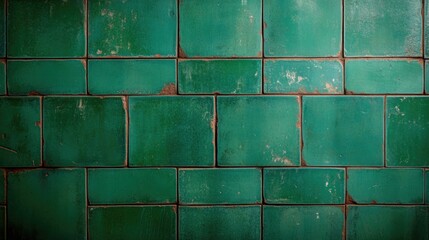 Distressed Green Brick Wall