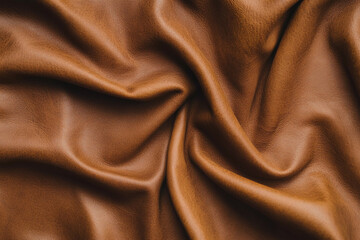 Close-up of Smooth Brown Leather Texture.