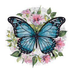 Colorful monarch butterfly, a beautiful flying insect, isolated on a white background with wings spread