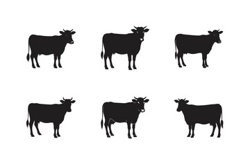cow graphic icon  cow black silhouette isolated vector art